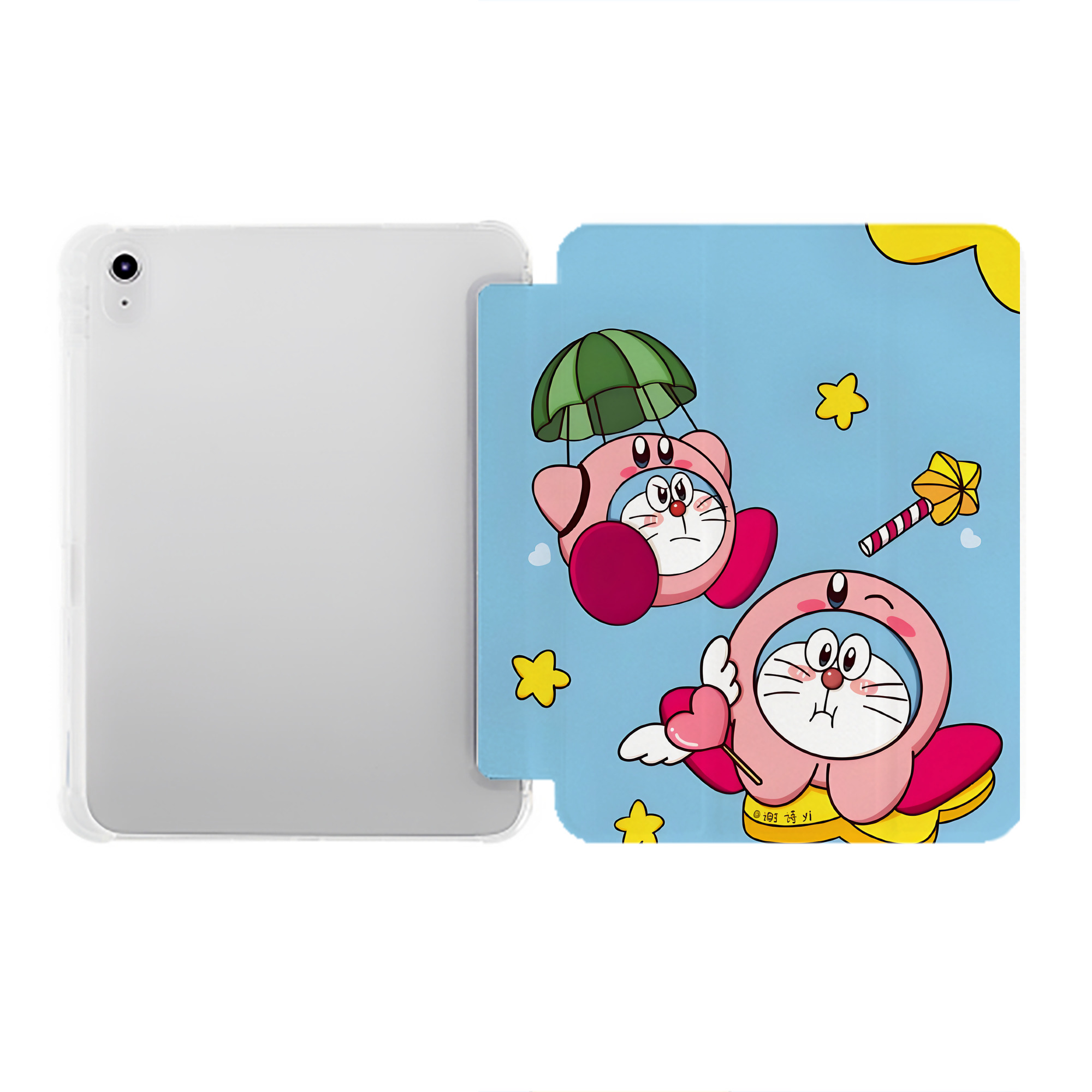 （画像用） ドラえもん Doraemon IPad ケース ペン収納付き 三つ折りスタンド PUレザー×シリコン 対応機種9.5/10.5/10.9インチ